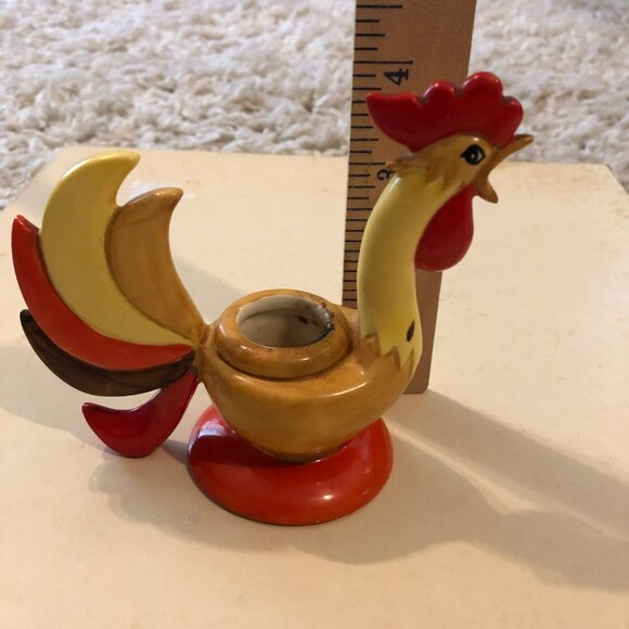 Holt Howard Japan Vintage Rooster Candle Holder 60s Orange Yellow - Picture 6 of 7